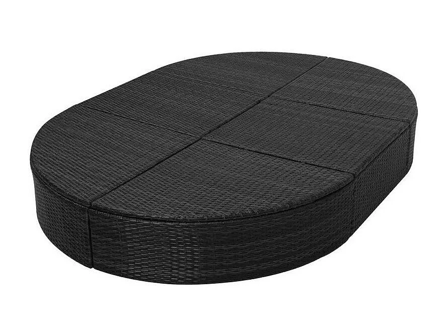 Lit de jardin polyester blanc et résine tressée noire Leffo