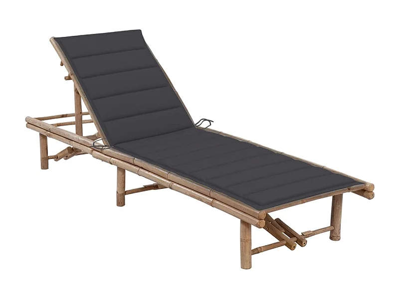 Chaise longue de jardin avec coussin Bambou 9