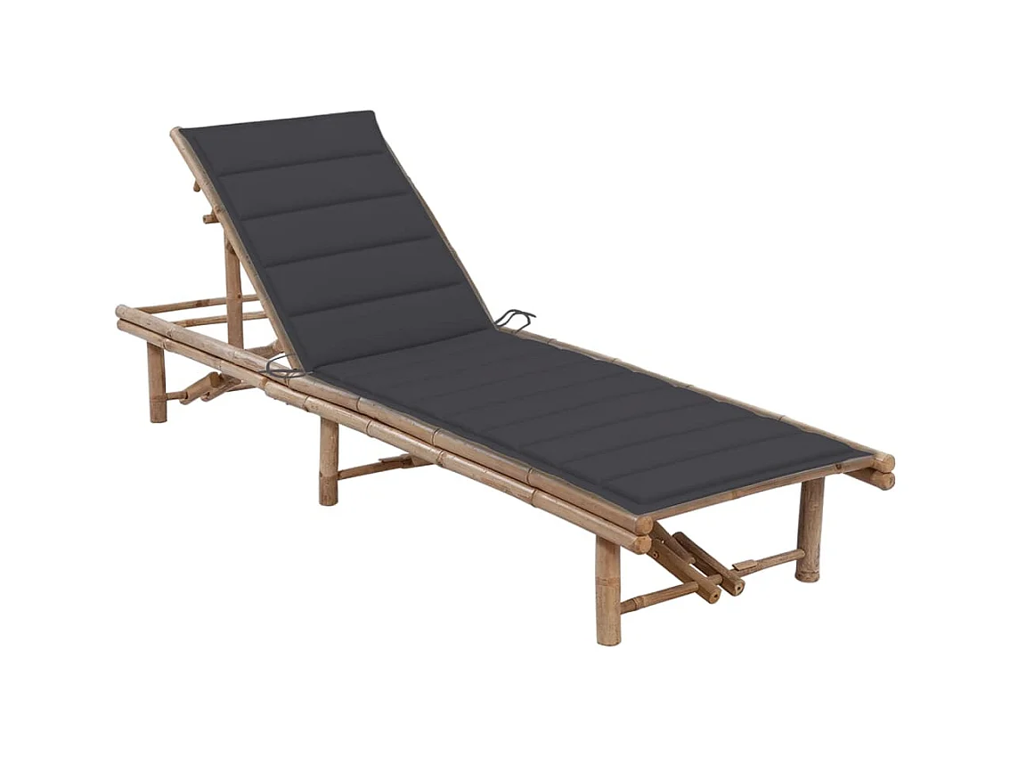 Chaise longue de jardin avec coussin Bambou 9