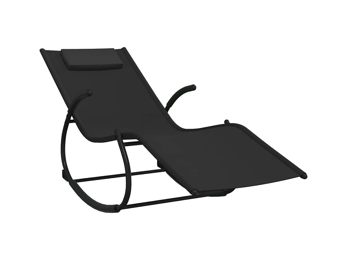 Chaise longue à bascule Noir Acier et textilène