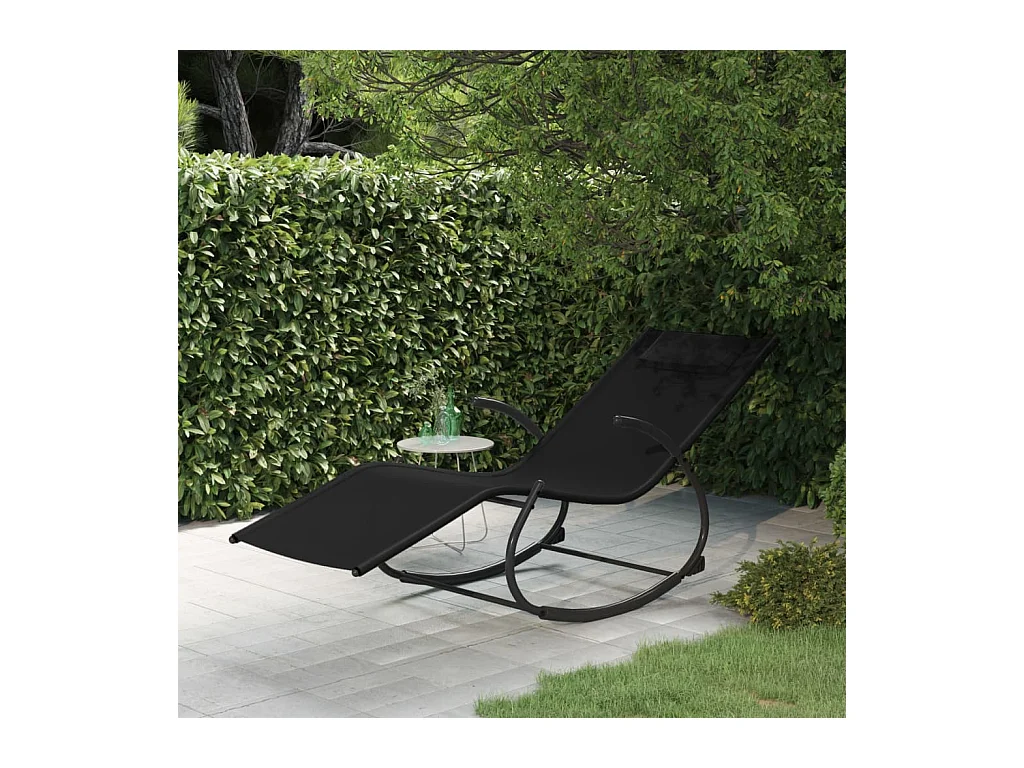 Chaise longue à bascule Noir Acier et textilène