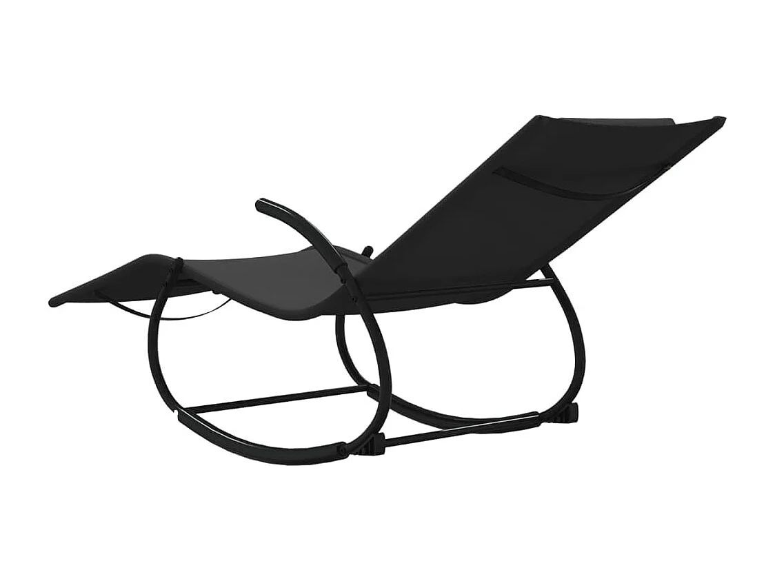 Chaise longue à bascule Noir Acier et textilène