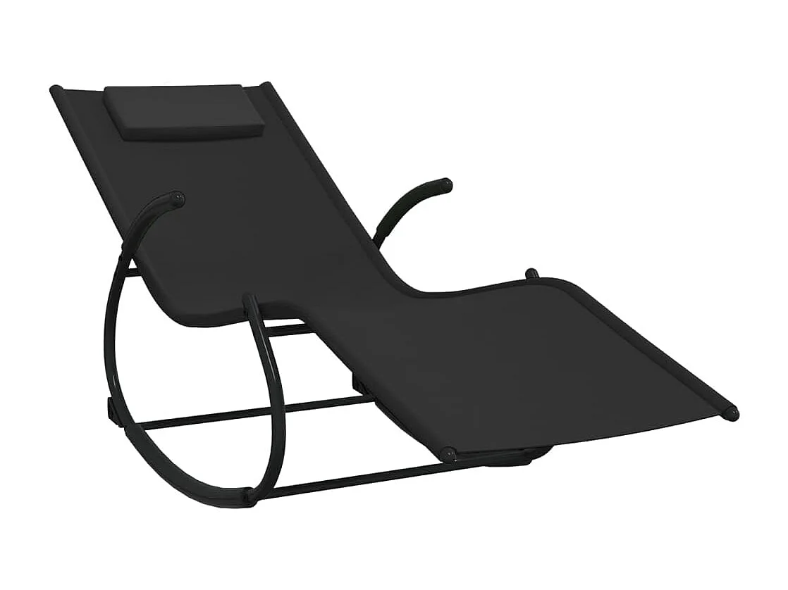 Chaise longue à bascule Noir Acier et textilène