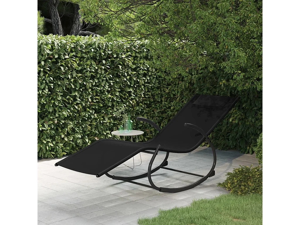 Chaise longue à bascule Noir Acier et textilène