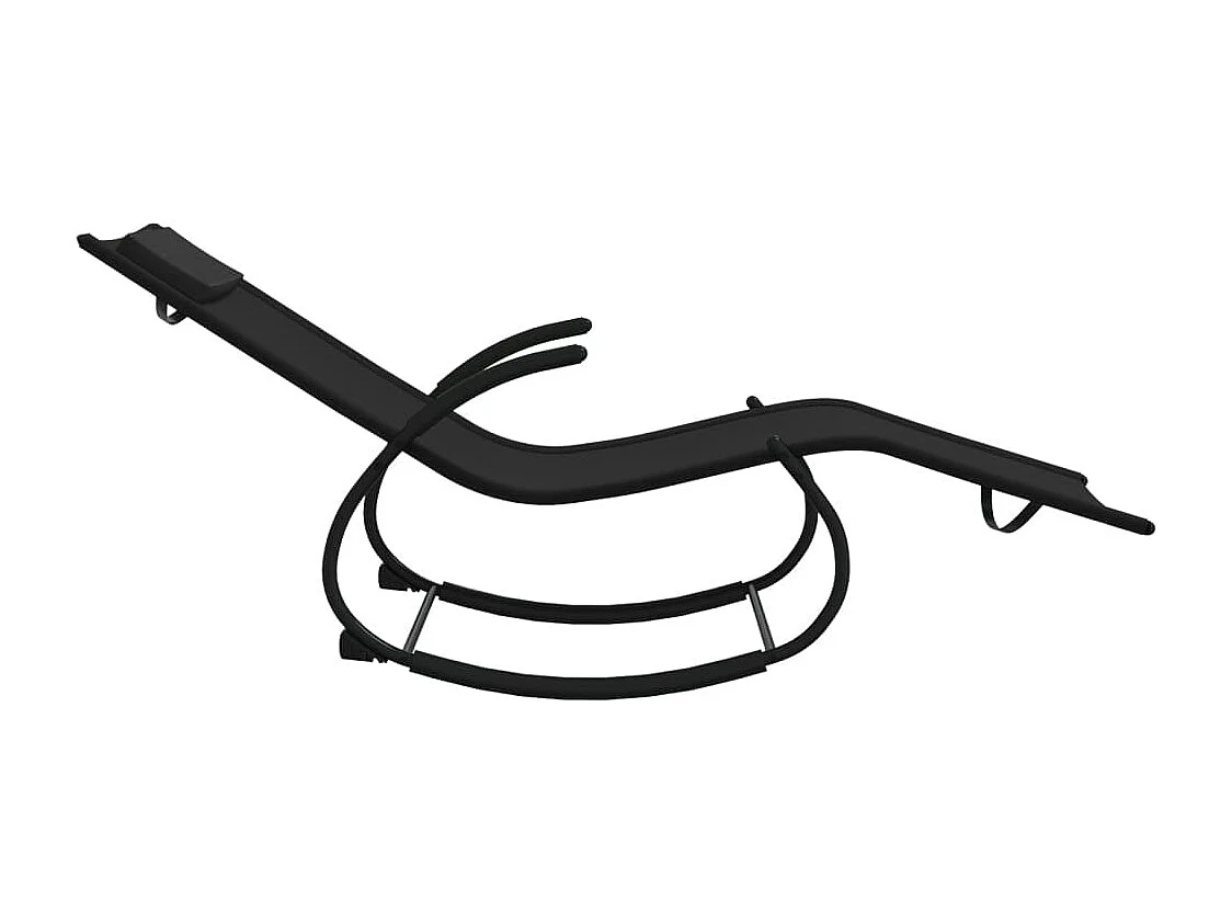 Chaise longue à bascule Noir Acier et textilène