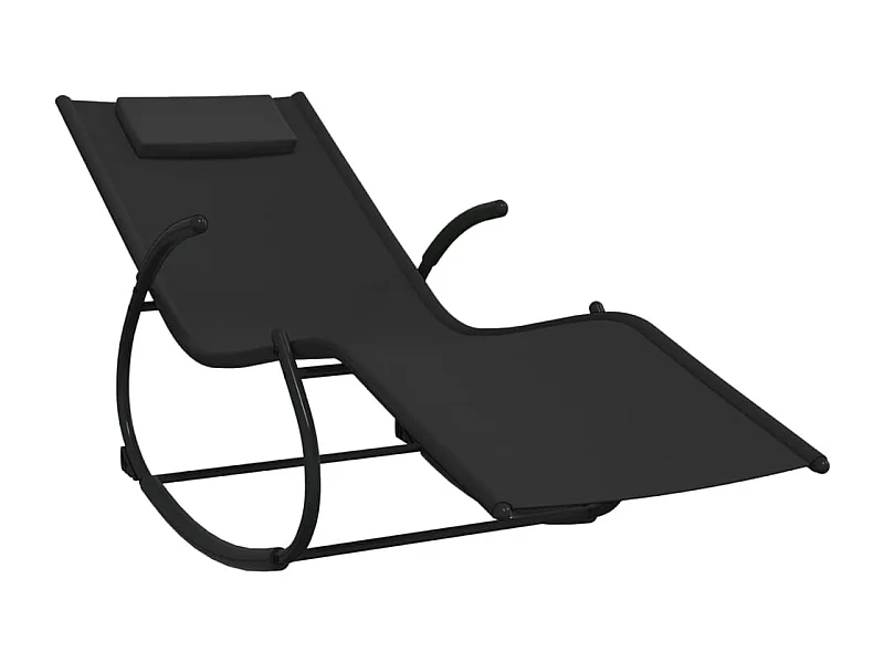 Chaise longue à bascule Noir Acier et textilène