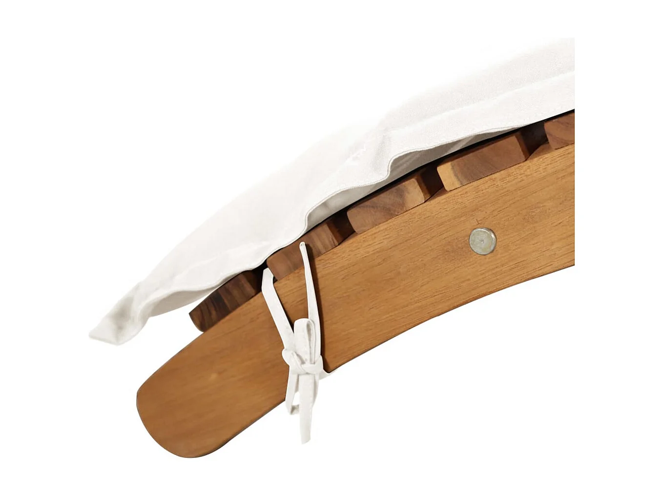 Chaise longue avec coussin Bois d'acacia solide Crème