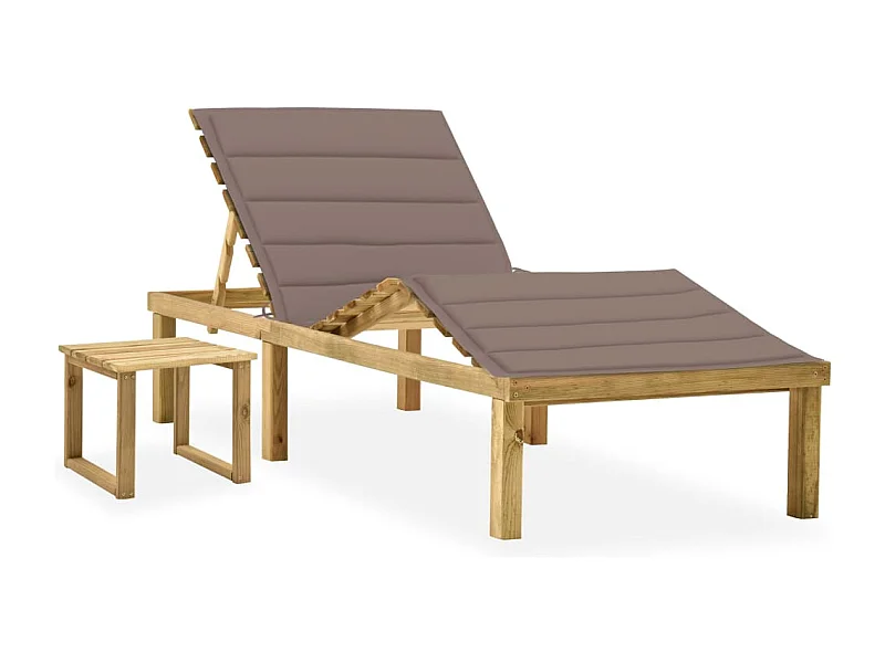 Chaise longue de jardin avec table et coussin Pin imprégné 56