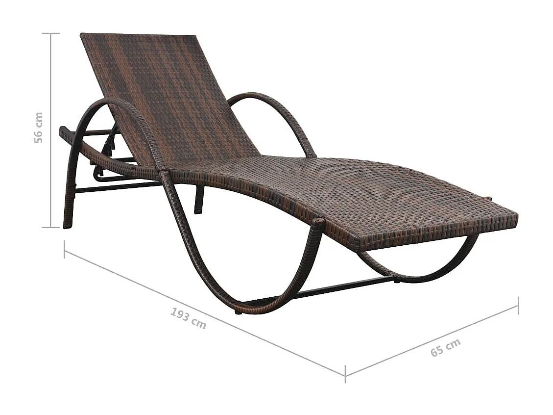 Chaise longue avec coussin et table Résine tressée Marron