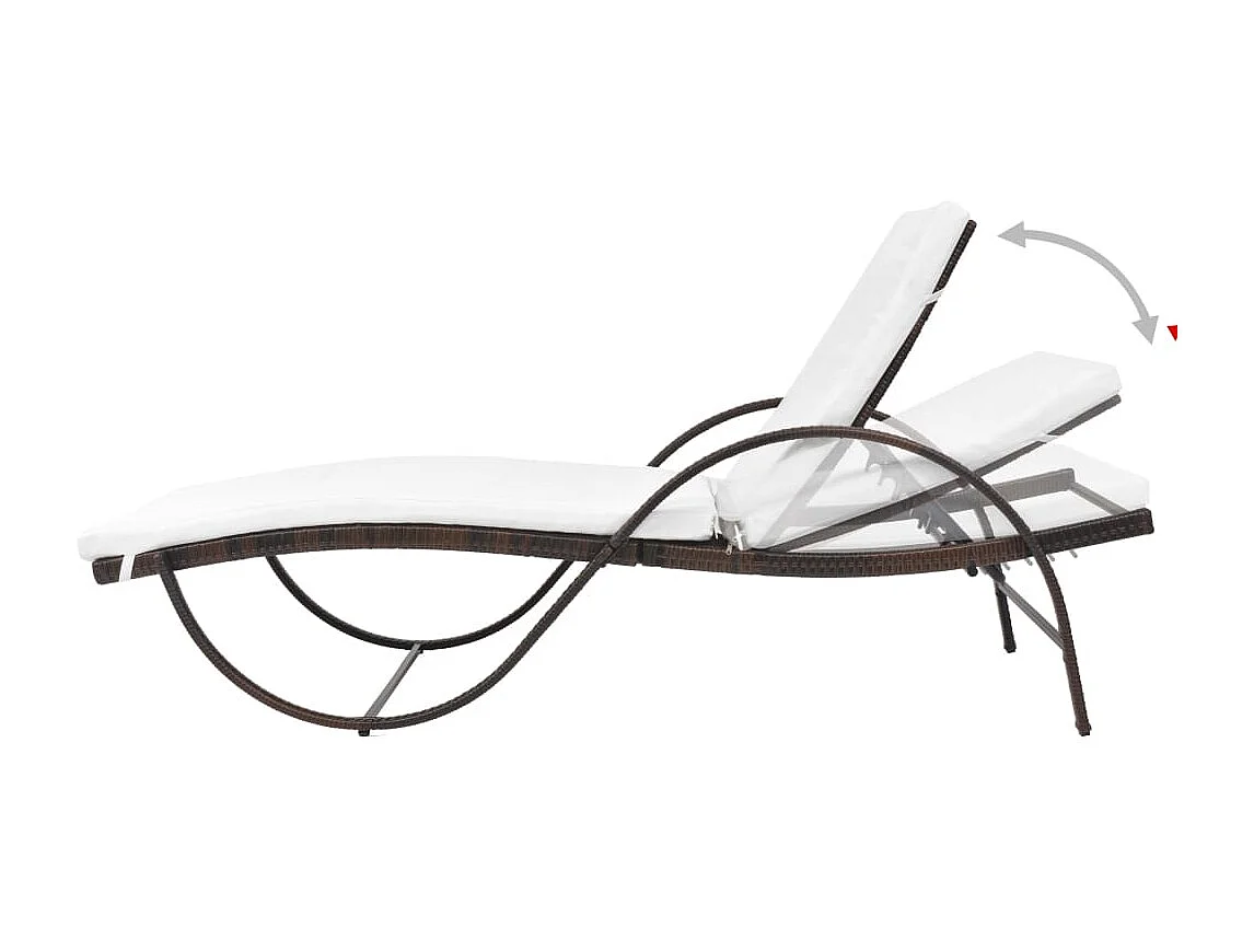 Chaise longue avec coussin et table Résine tressée Marron