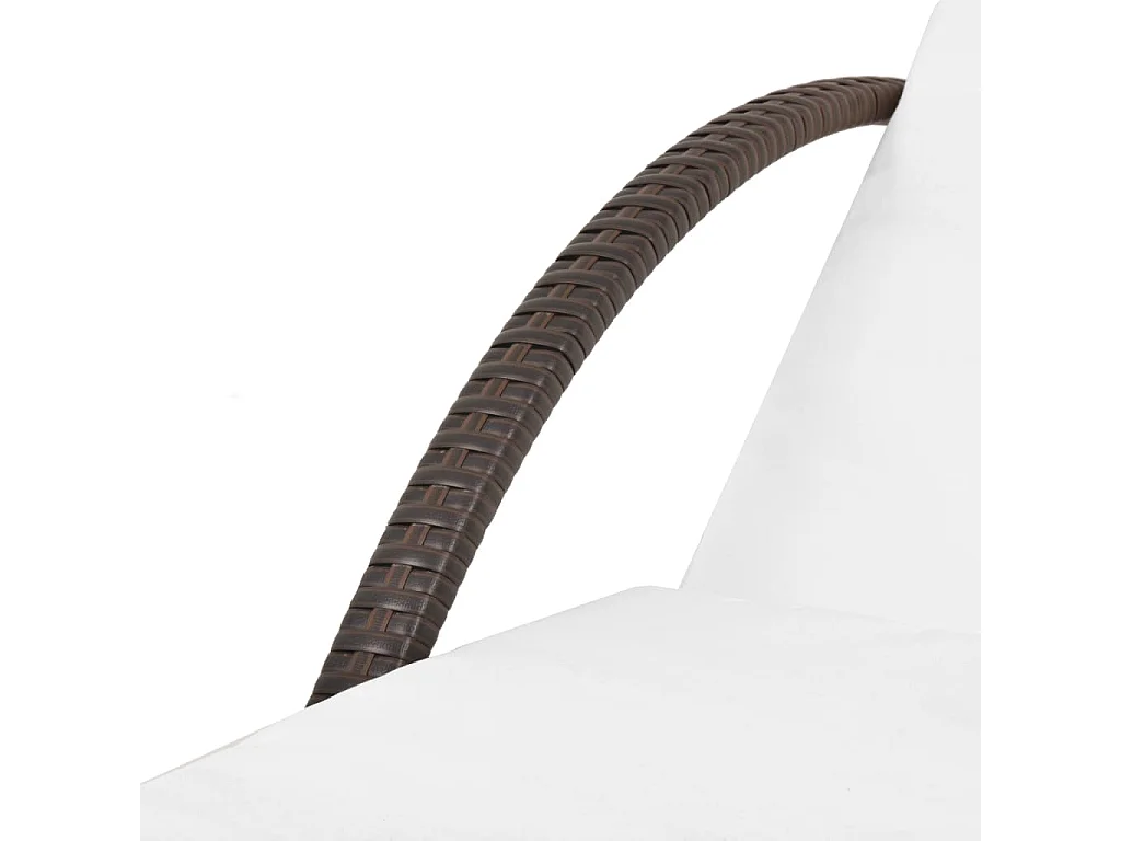 Chaise longue avec coussin et table Résine tressée Marron