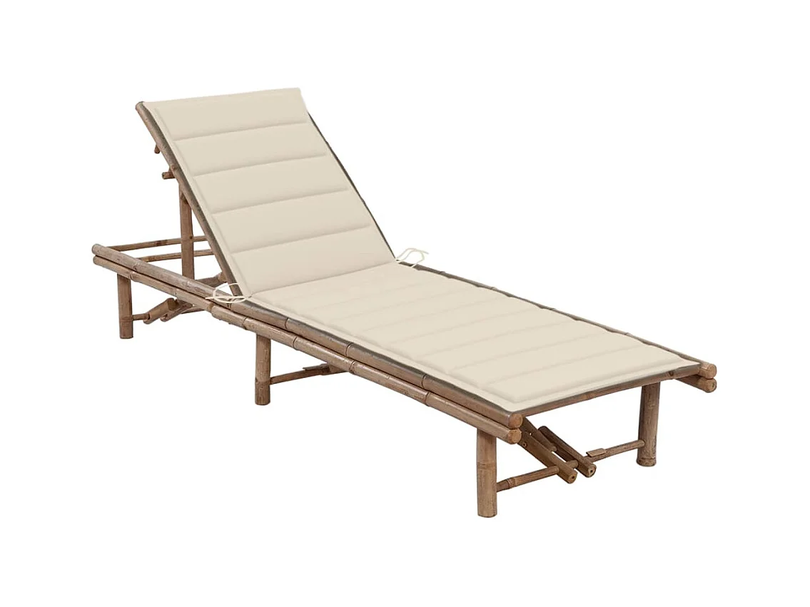 Chaise longue de jardin avec coussin Bambou 3