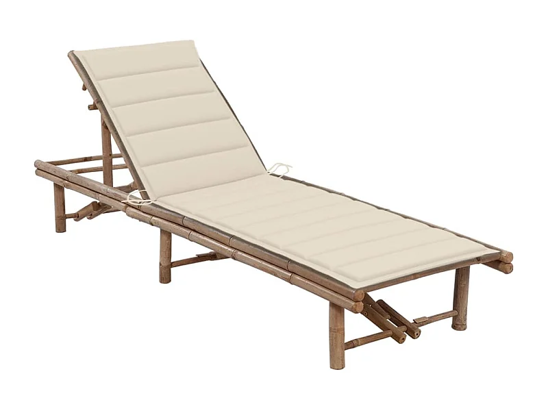 Chaise longue de jardin avec coussin Bambou 3