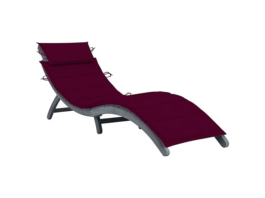 Chaise longue avec coussin Gris Bois d'acacia solide