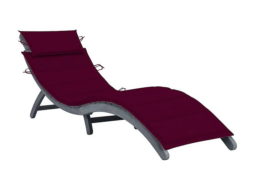 Chaise longue avec coussin Gris Bois d'acacia solide