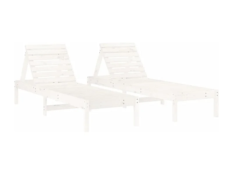 Chaises longues 2 pcs blanc 199,5x60x74 bois massif de pin
