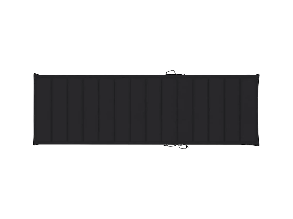 Chaise longue avec coussin noir Bois de pin imprégné 4