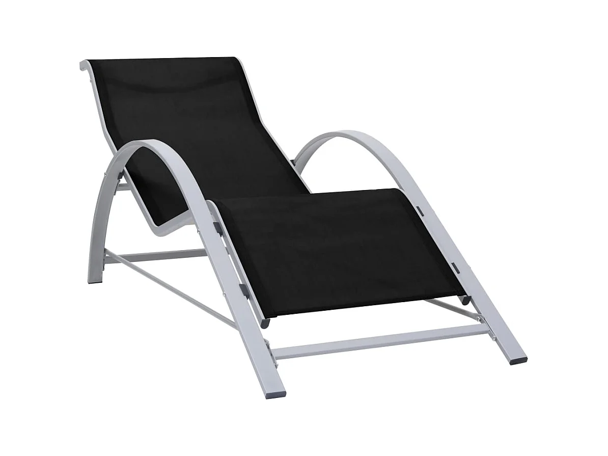 Chaises longues 2 pcs avec table Aluminium Noir