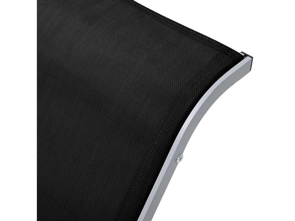 Chaises longues 2 pcs avec table Aluminium Noir