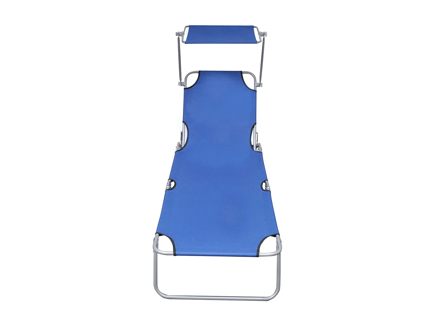 Chaise longue pliable avec auvent Bleu Aluminium