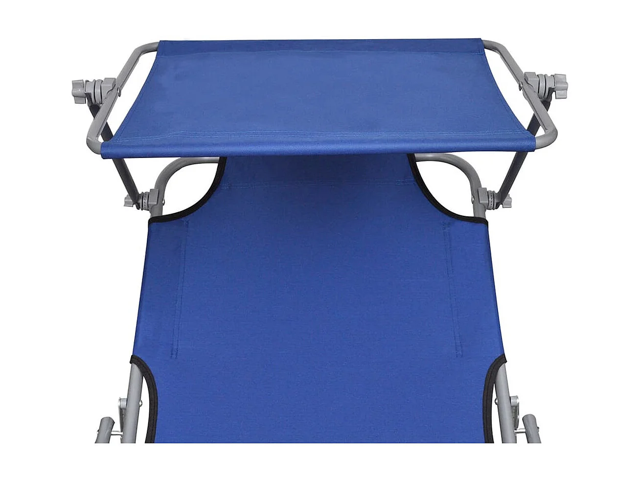 Chaise longue pliable avec auvent Bleu Aluminium