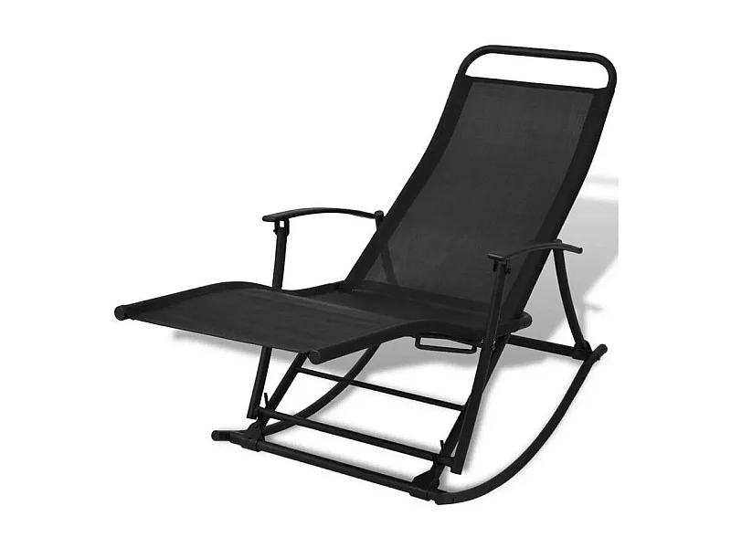 Chaise longue à bascule pliable textilène et métal noir Nolie