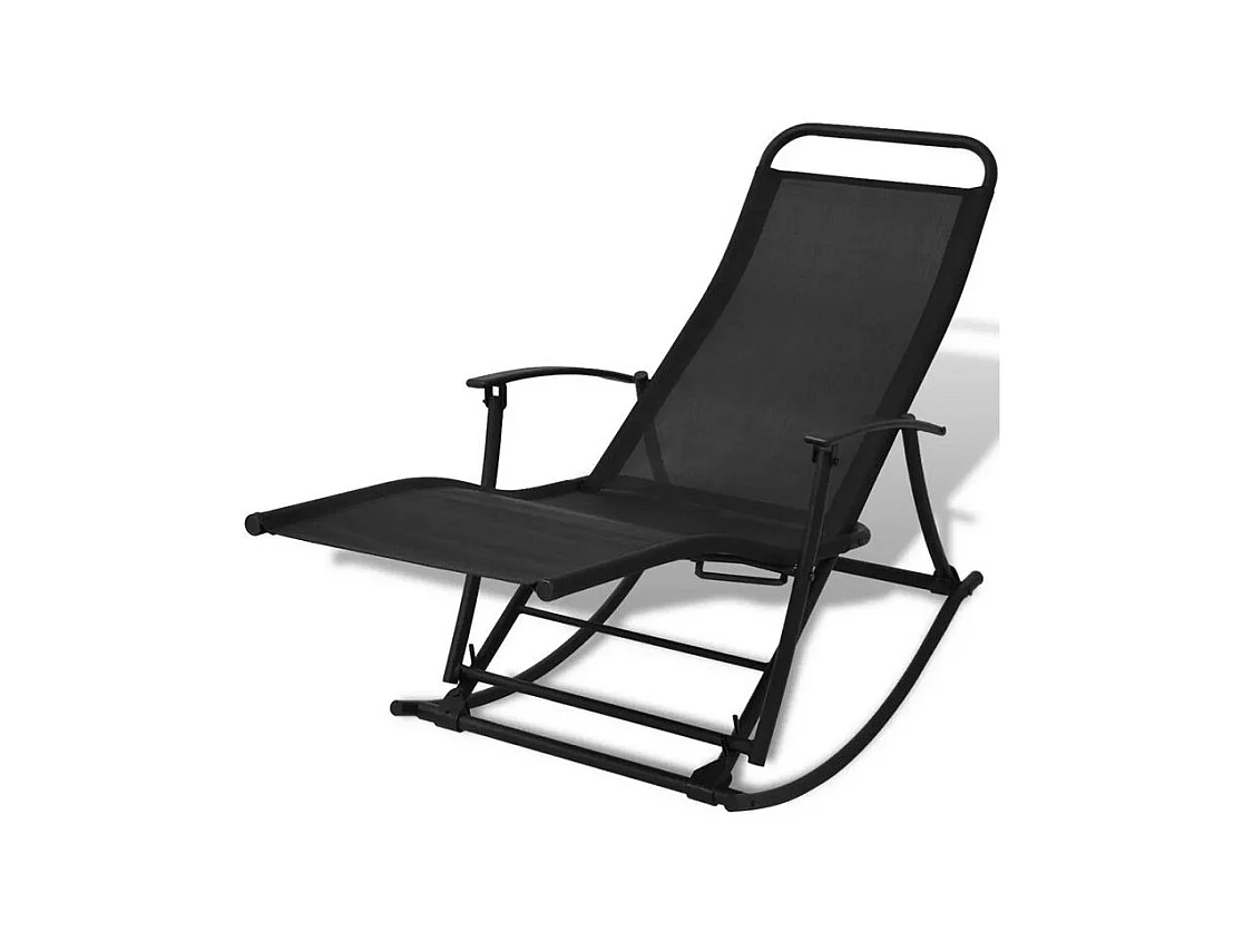 Chaise longue à bascule pliable textilène et métal noir Nolie