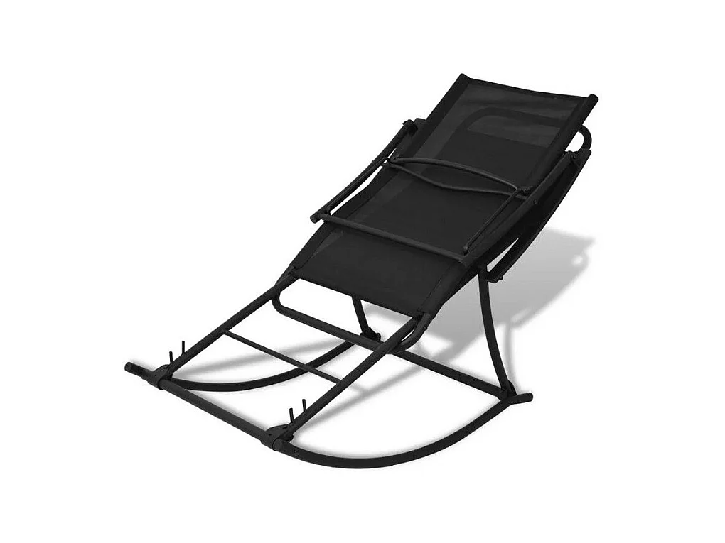 Chaise longue à bascule pliable textilène et métal noir Nolie