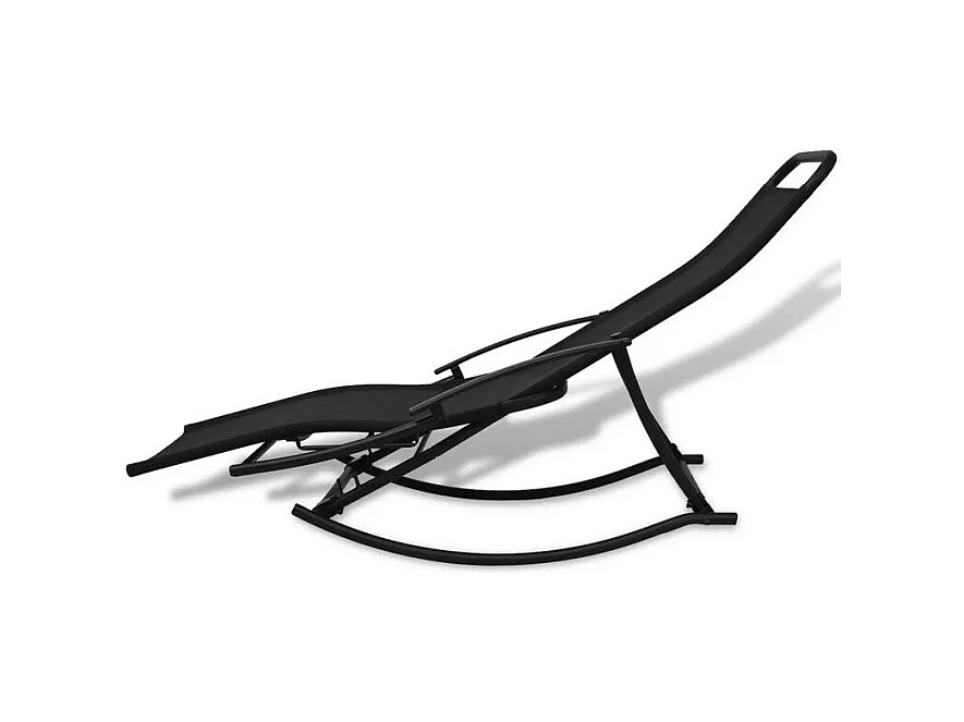 Chaise longue à bascule pliable textilène et métal noir Nolie