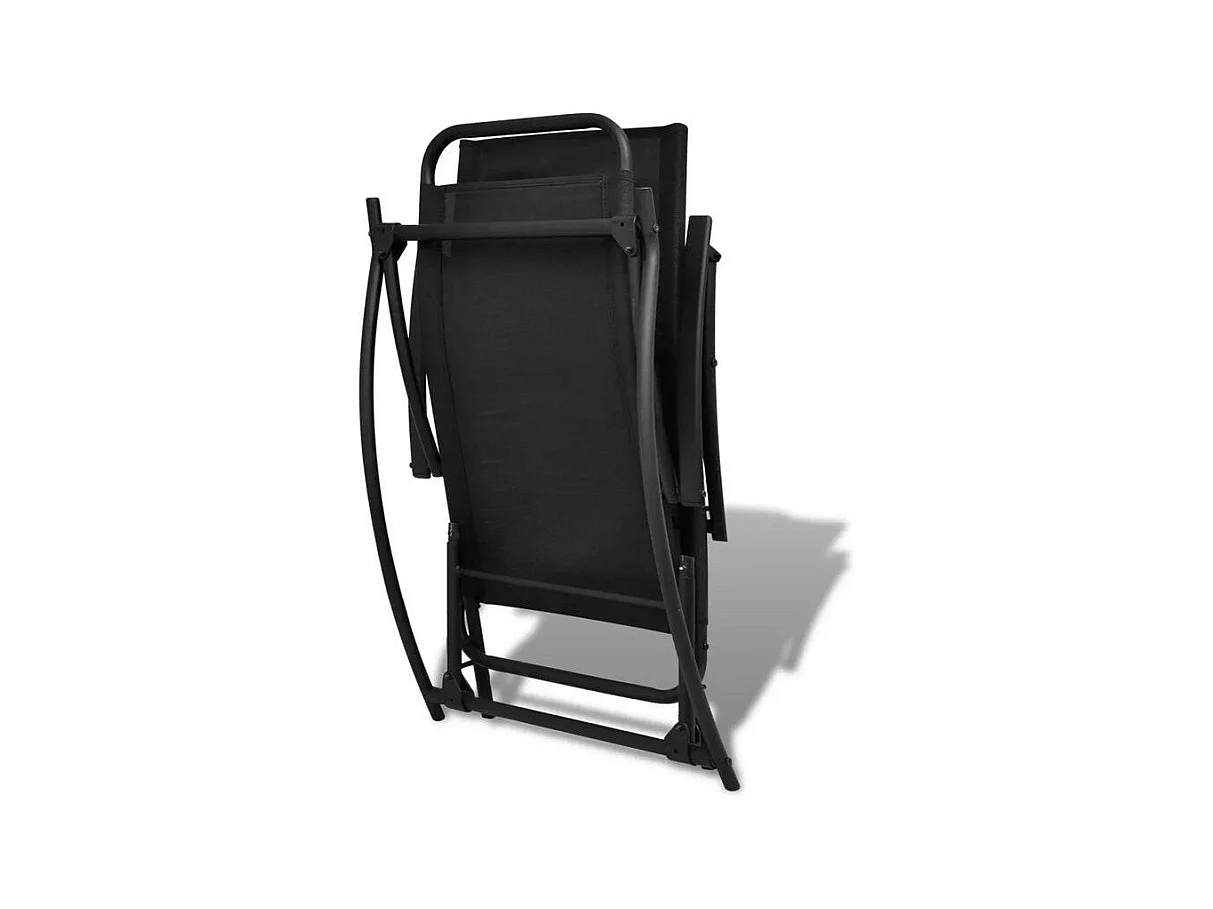 Chaise longue à bascule pliable textilène et métal noir Nolie