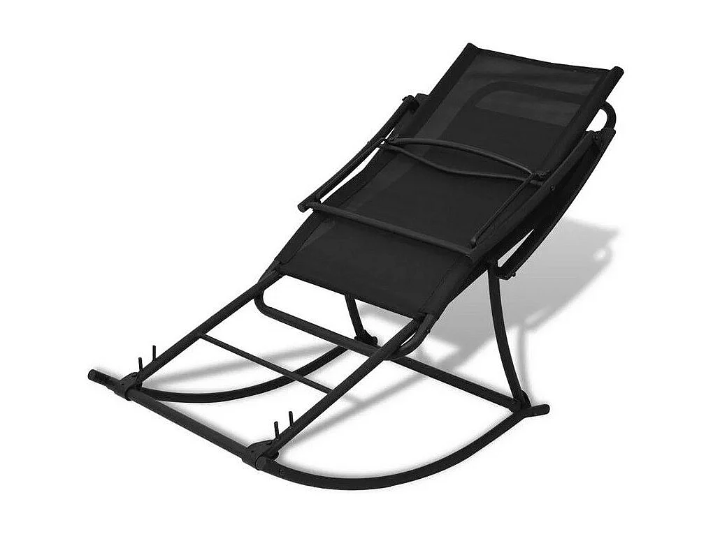 Chaise longue à bascule pliable textilène et métal noir Nolie