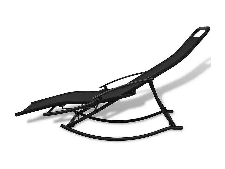 Chaise longue à bascule pliable textilène et métal noir Nolie