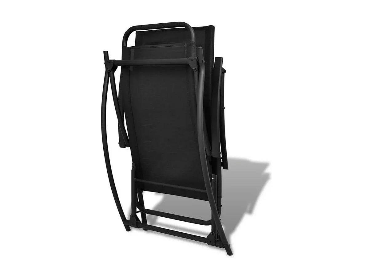 Chaise longue à bascule pliable textilène et métal noir Nolie