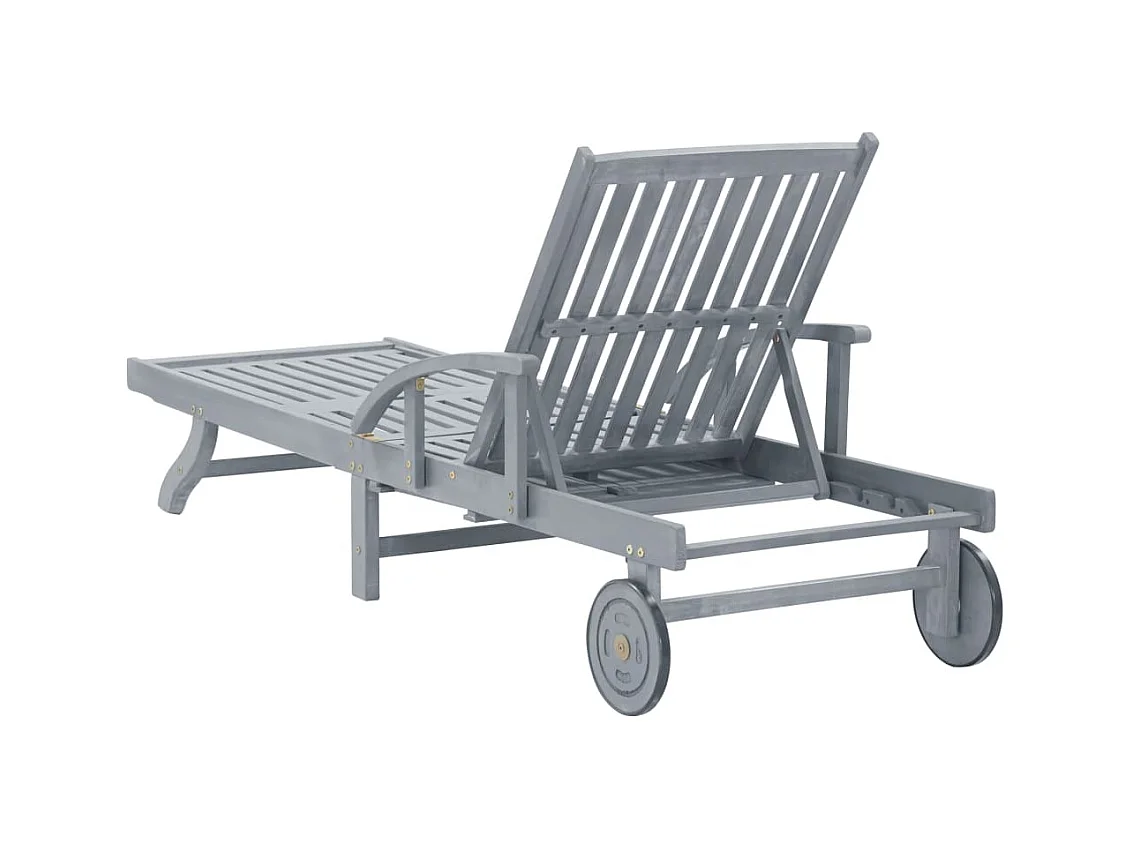 Chaise longue de jardin Gris Bois d'acacia solide