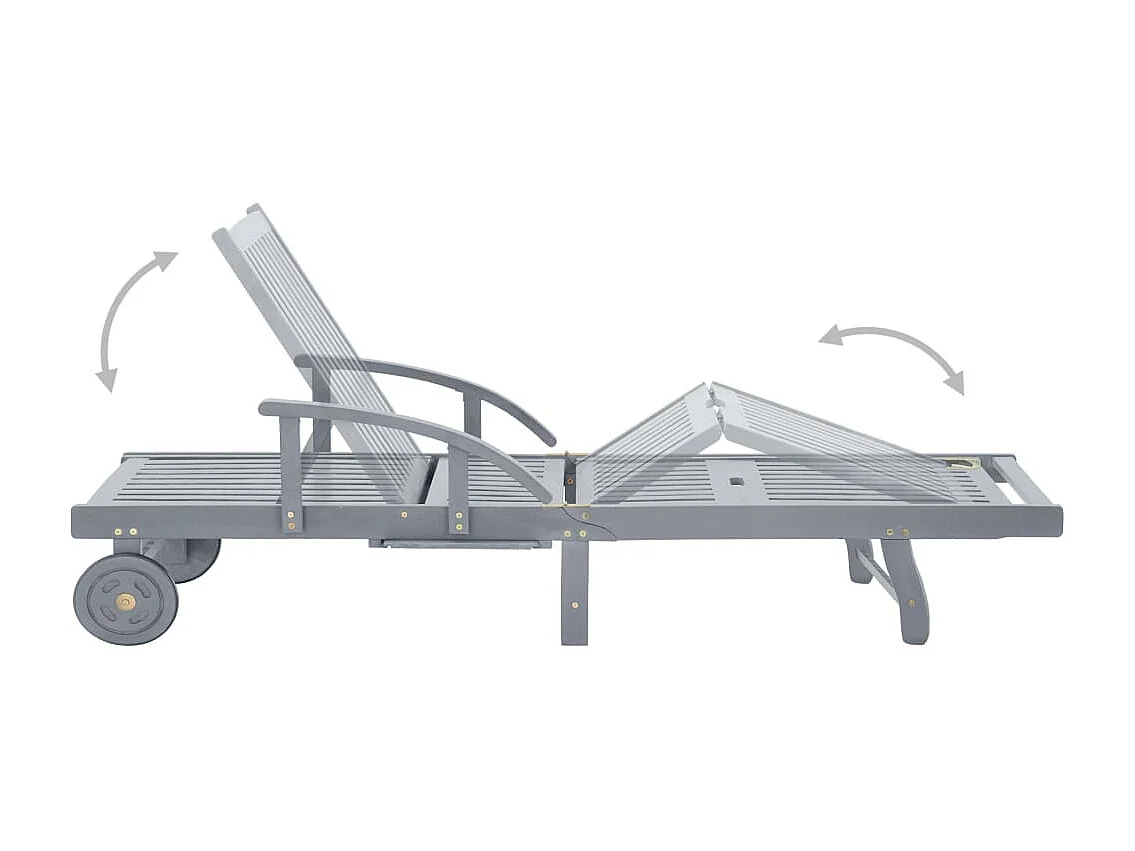 Chaise longue de jardin Gris Bois d'acacia solide