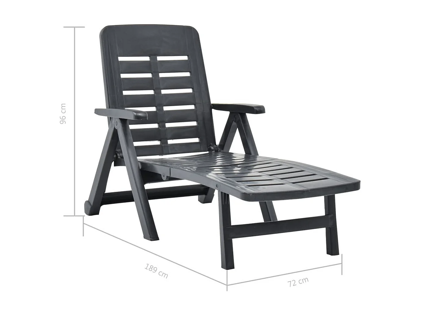 Chaise longue pliable Plastique Anthracite 2