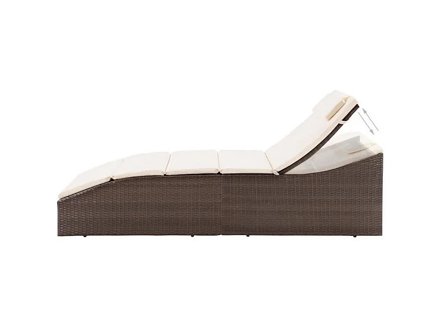 Chaise longue pliable tissu blanc et résine marron Alumi