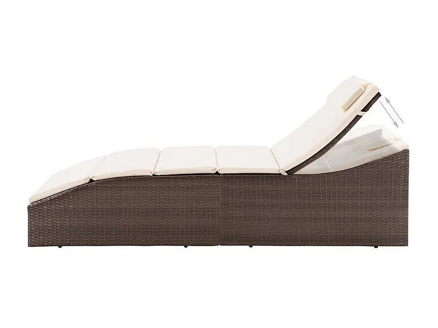 Chaise longue pliable tissu blanc et résine marron Alumi