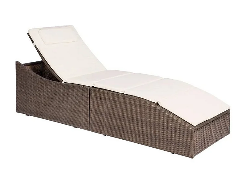 Chaise longue pliable tissu blanc et résine marron Alumi