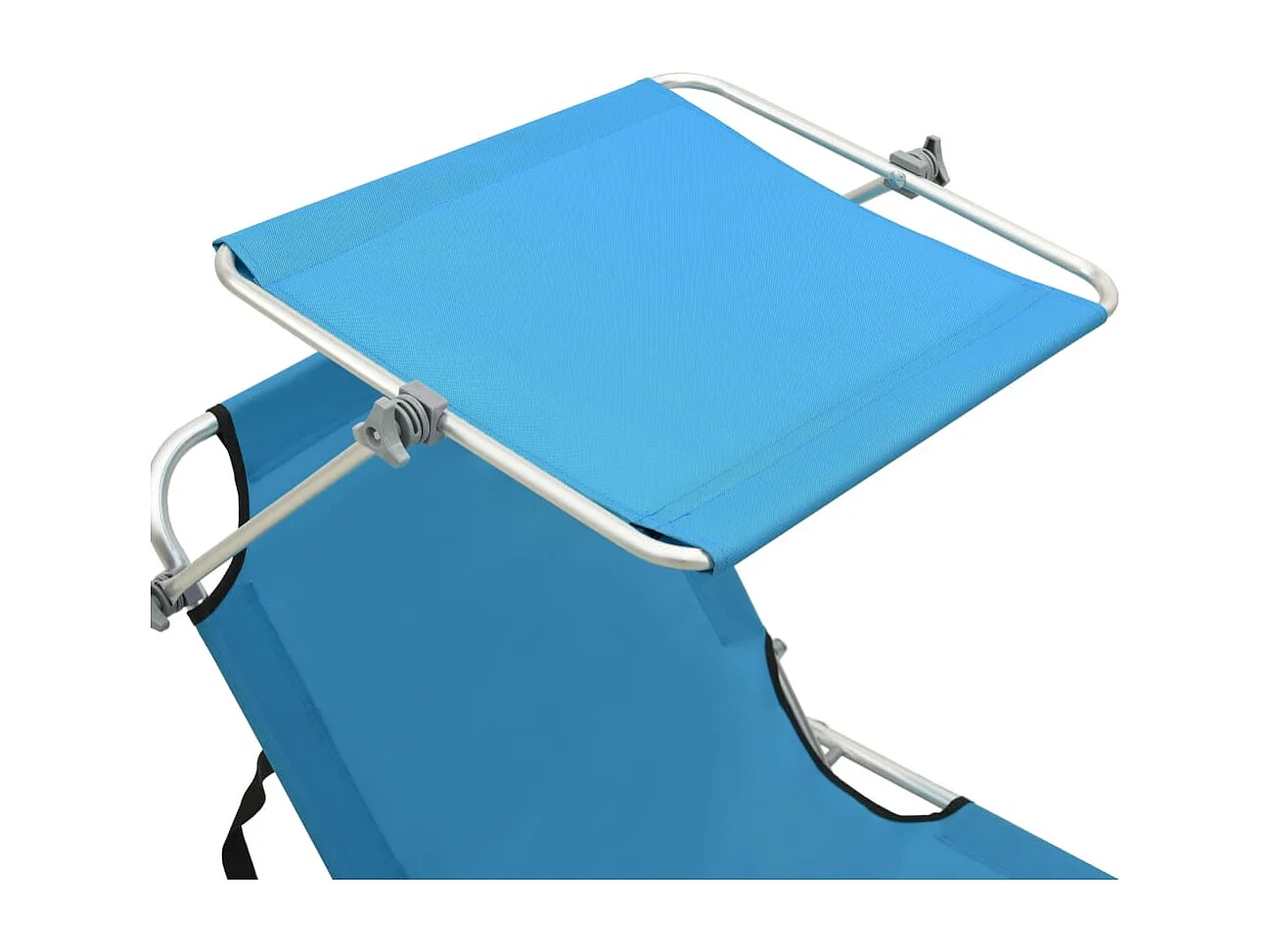 Chaise longue pliable avec auvent Acier Turquoise et bleu