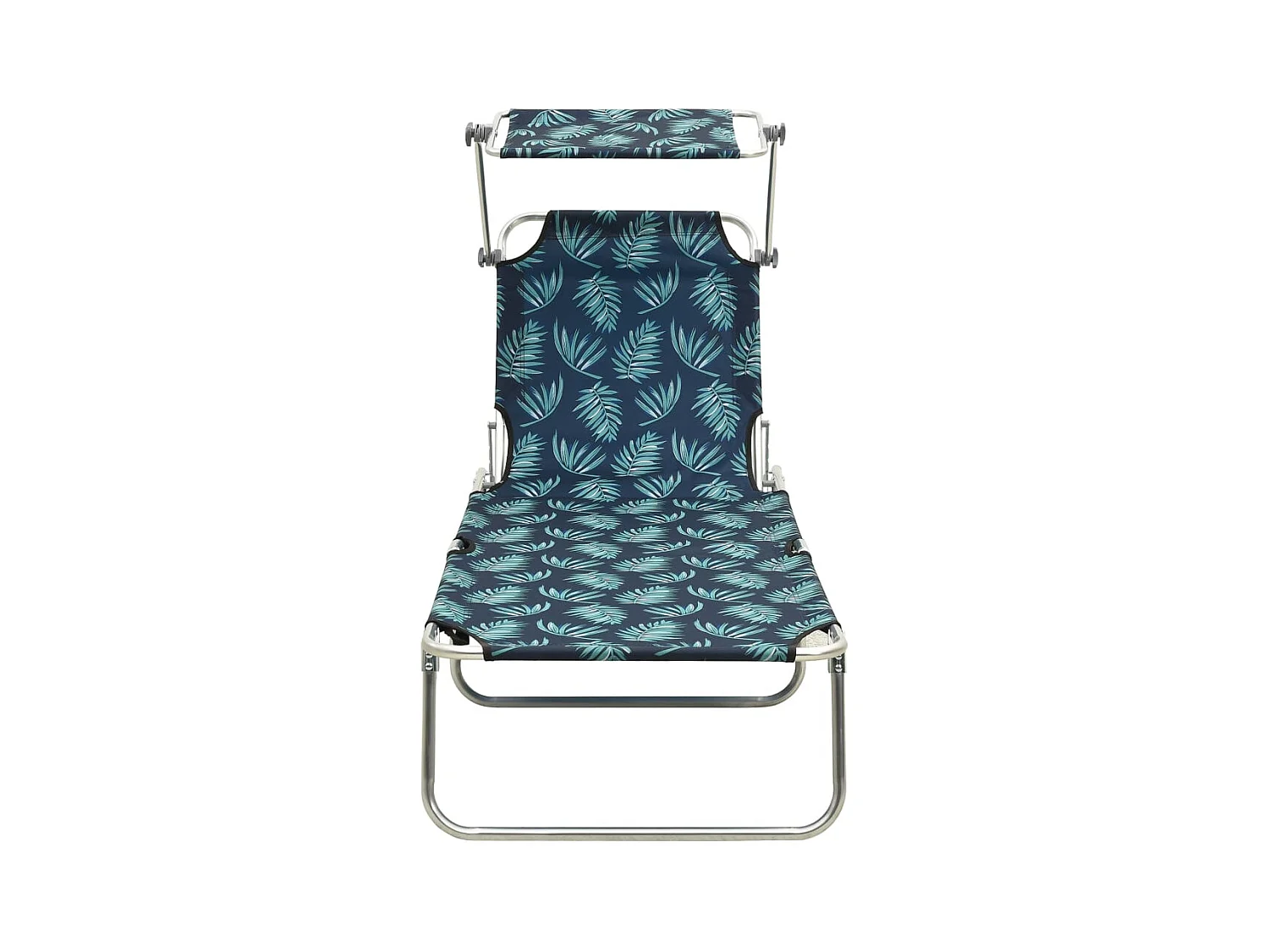 Chaise longue pliable avec auvent Acier Motif de feuilles