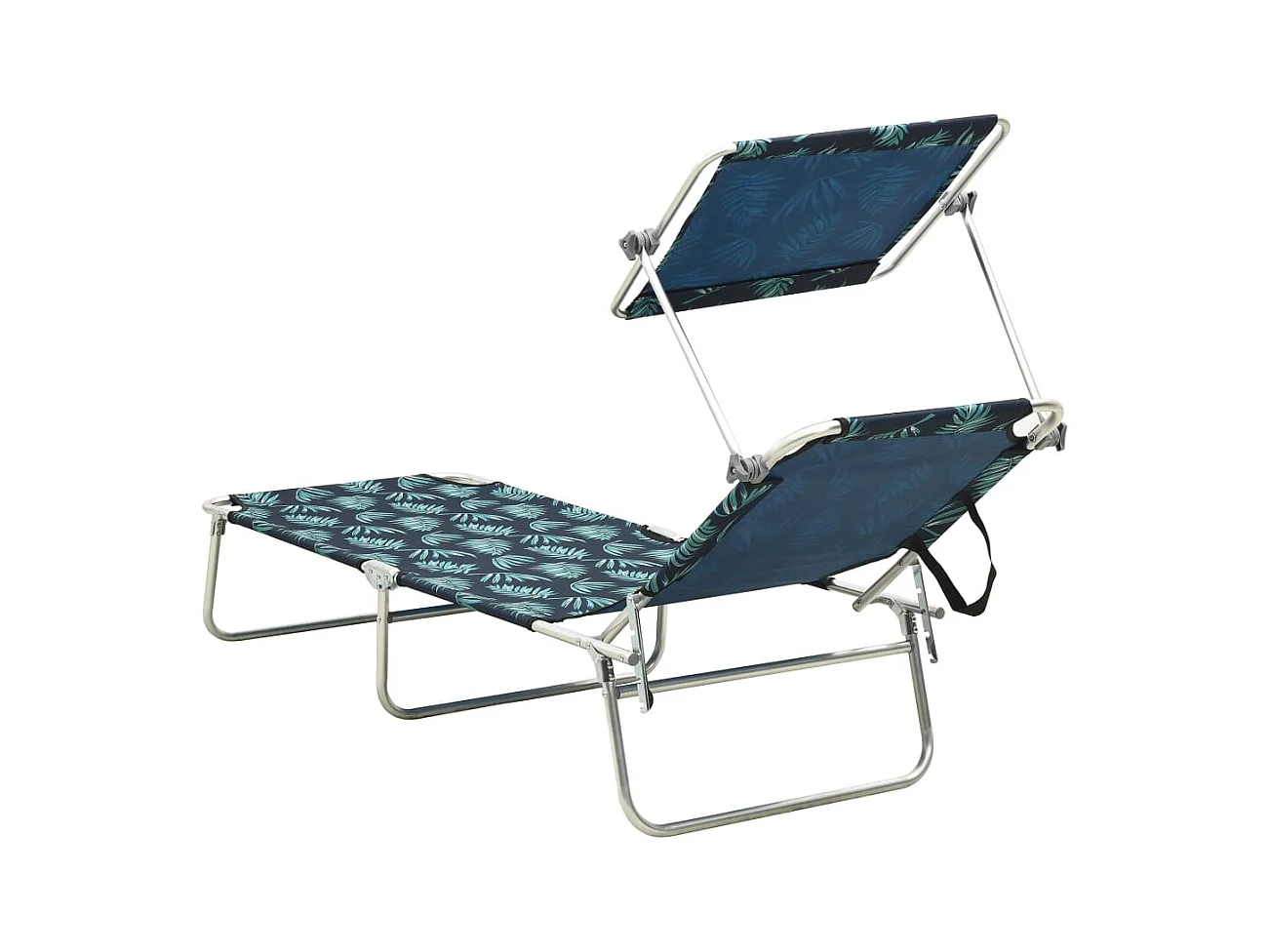 Chaise longue pliable avec auvent Acier Motif de feuilles