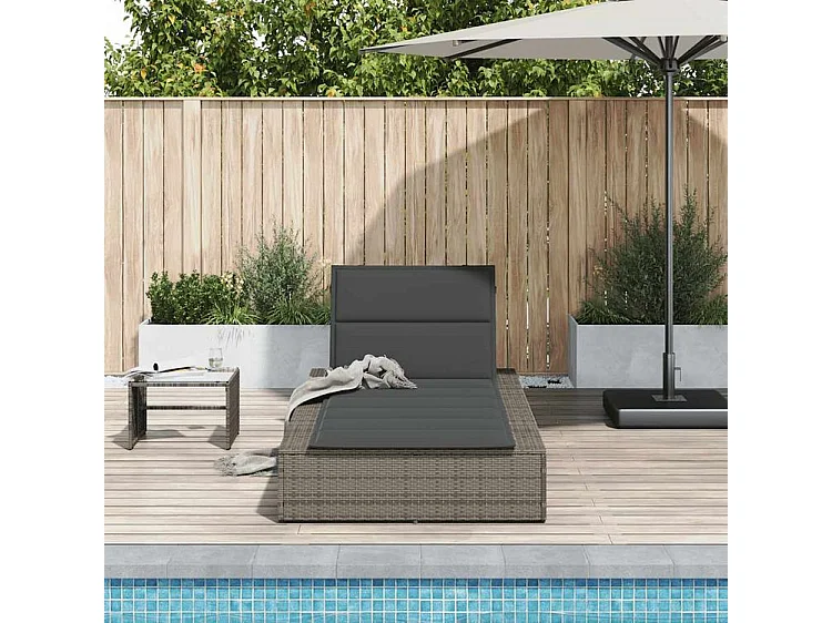 Transat avec coussin flottant gris résine tressée