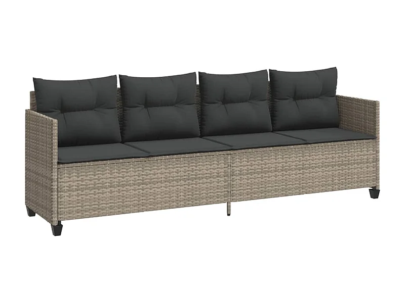 Chaise longue avec coussins gris clair résine tressée