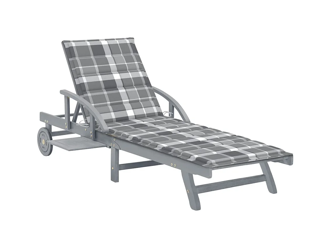 Chaise longue de jardin avec coussin Bois d'acacia solide 10