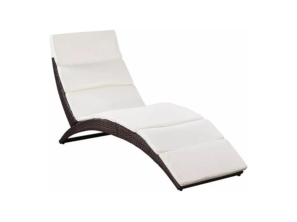 Chaise longue pliante tissu blanc et résine marron Manap