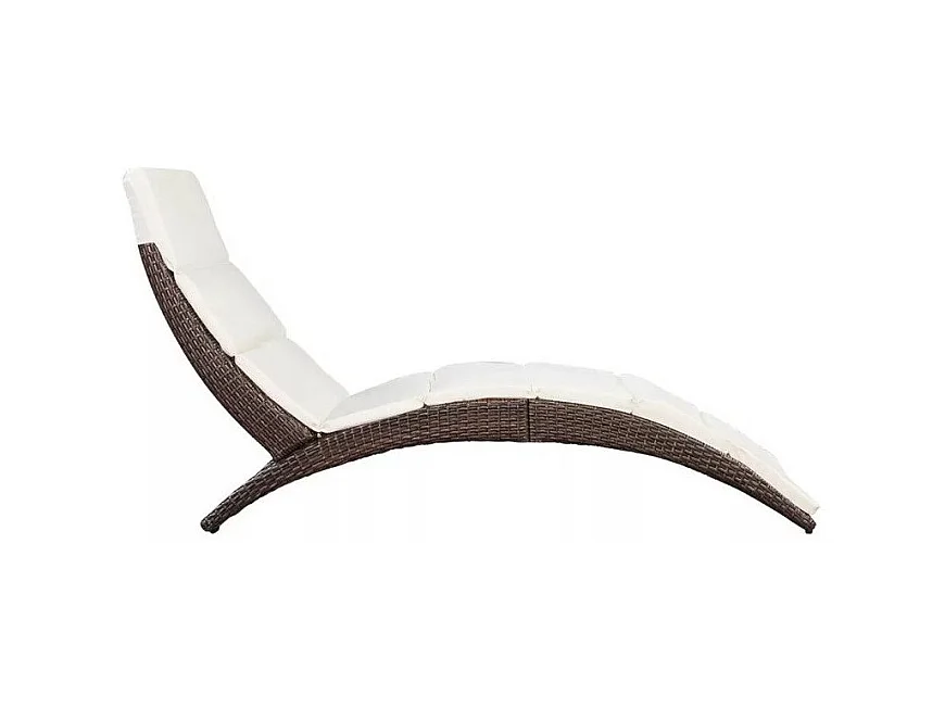 Chaise longue pliante tissu blanc et résine marron Manap