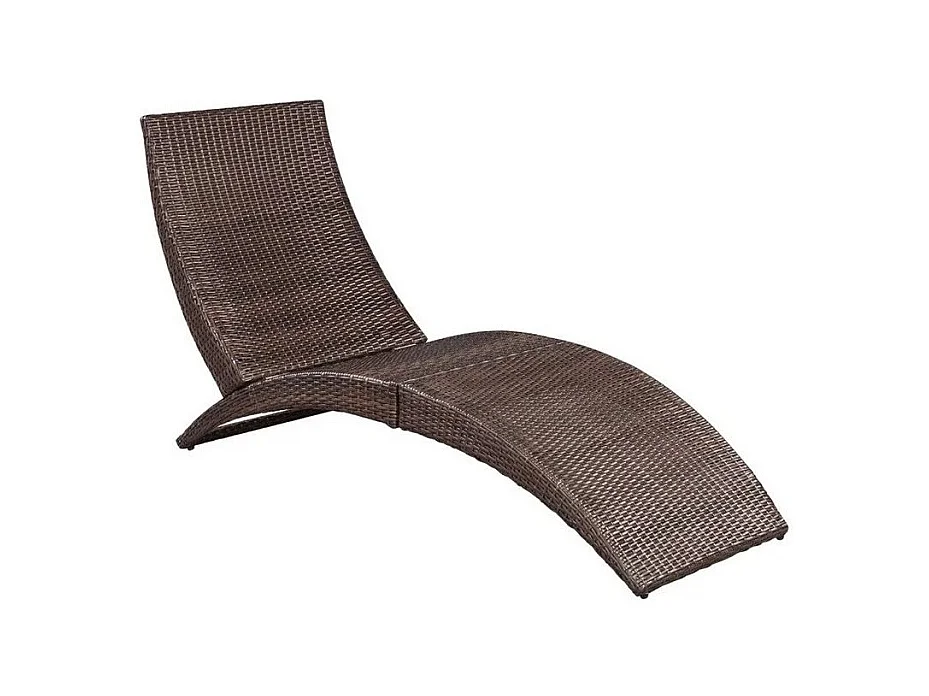 Chaise longue pliante tissu blanc et résine marron Manap