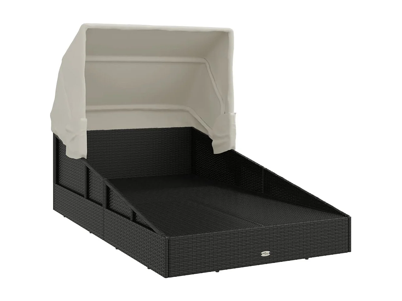 Transat avec toit pliable noir 200x114x128 résine tressée