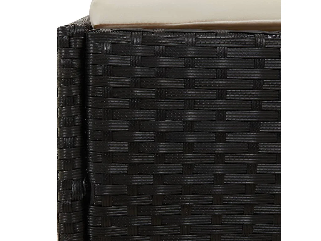 Transat avec toit pliable noir 200x114x128 résine tressée